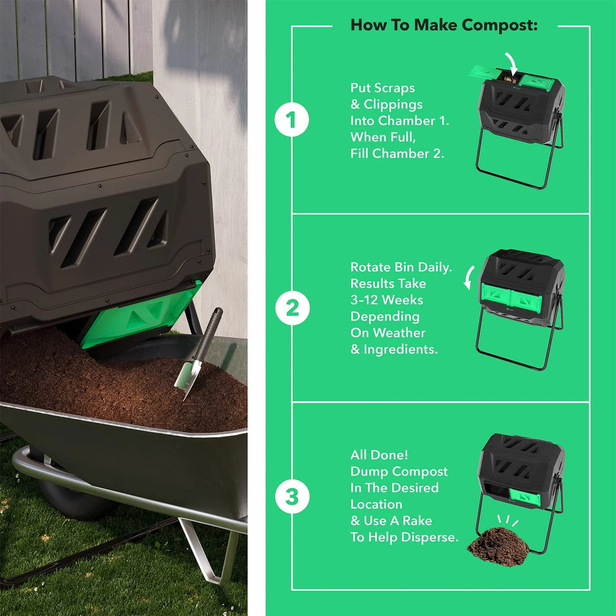 Dual Chamber 42 gal Outdoor Compost Bin W494560