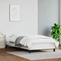 White Twin Faux Leather Bed Frame with Headboard M642795