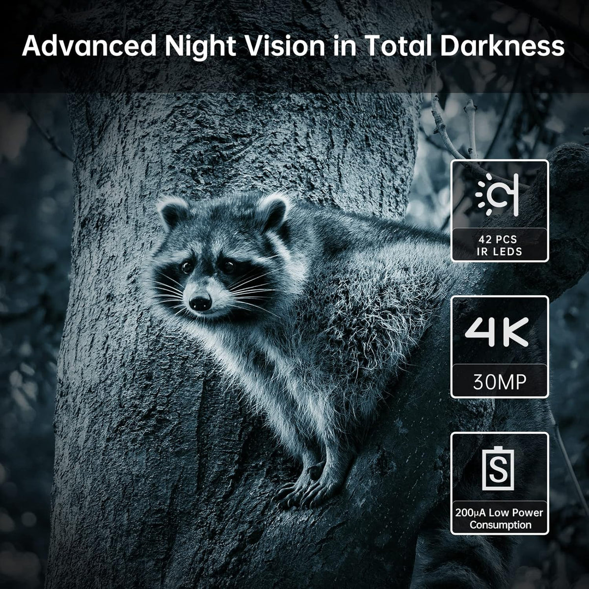 4K 30MP Trail Camera with Night Vision, 120° Wide Angle, IP65 Waterproof B47797