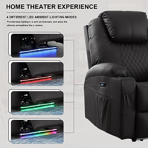 Brown PU Leather Power Recliner Chair with Heat and Massage J685510