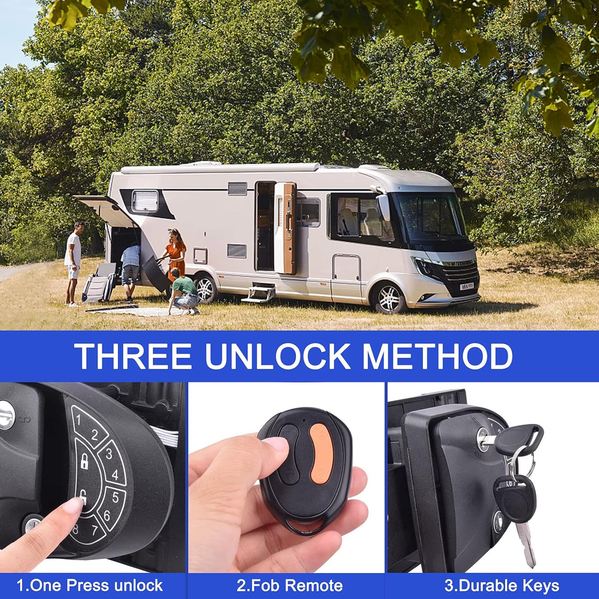 RV Keyless Entry Door Lock with Backlit Keypad and 2 Key Fobs O7691