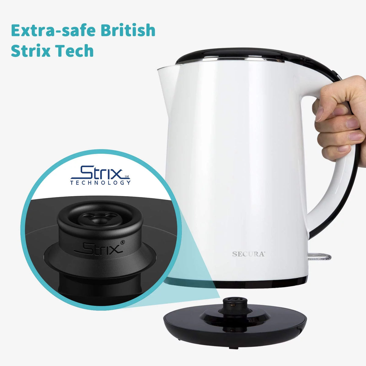 White Double Wall Electric Water Kettle 1.8 Quart G1912
