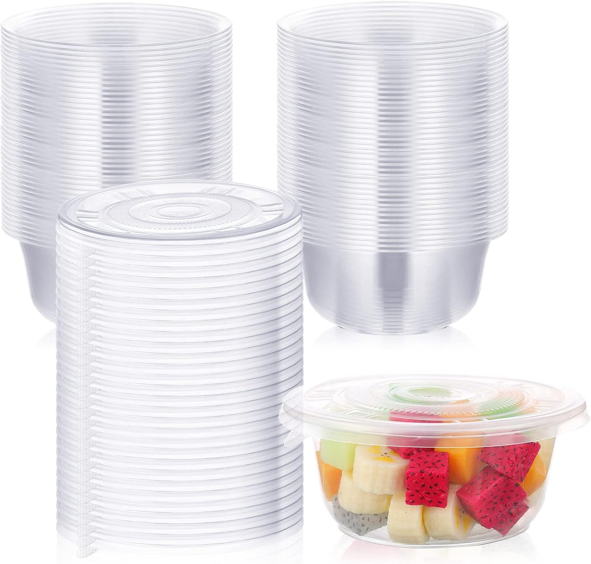 50 Pack Clear Plastic Salad Bowl With Lid Disposable 16.9oz I198613