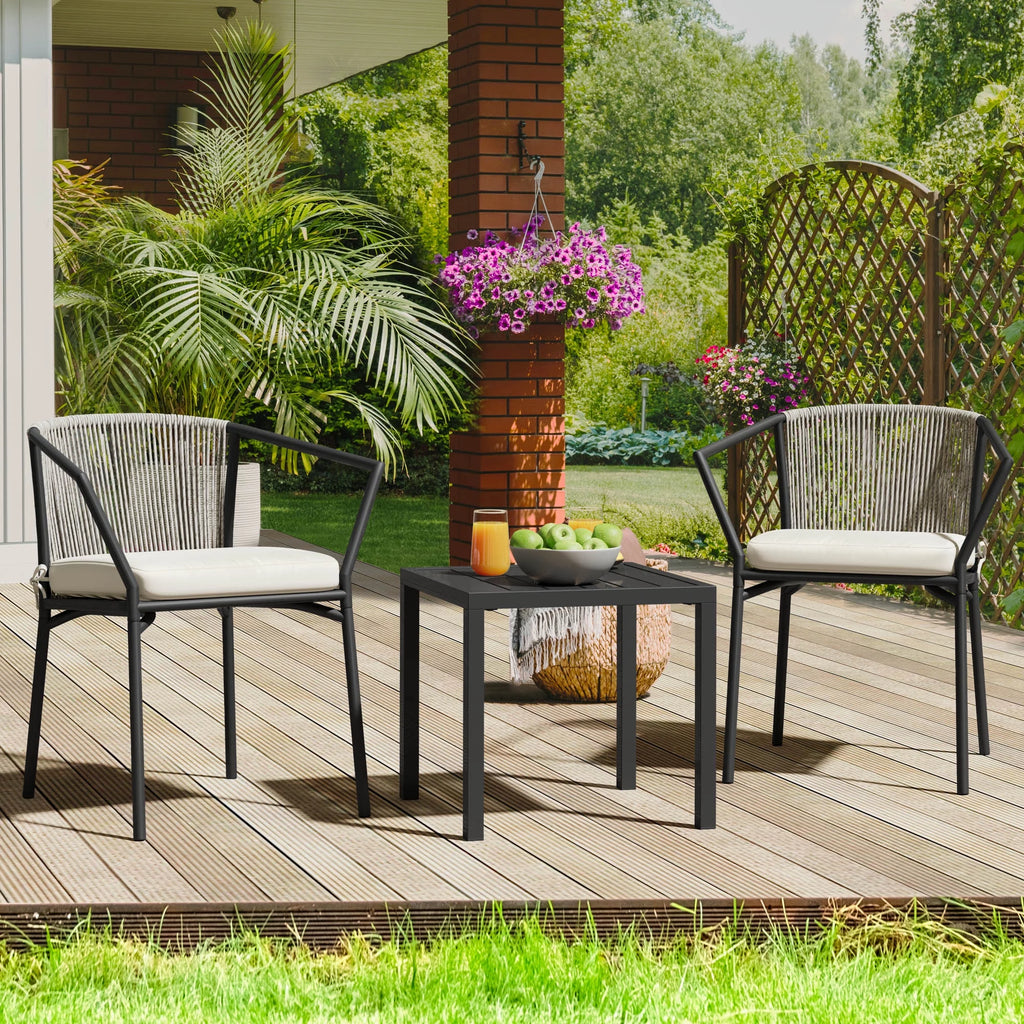 3-Piece Outdoor Wicker Bistro Set with Cushions L2279