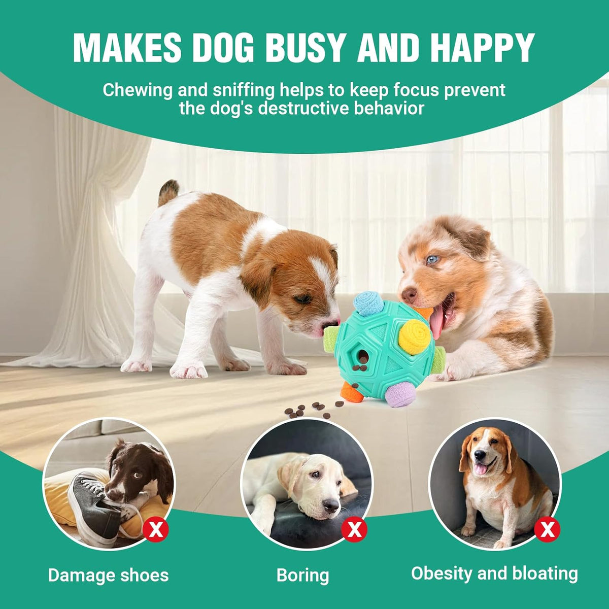 Dog Puzzle Toy Snuffle Ball Treat Dispensing Toy, Machine Washable C708603