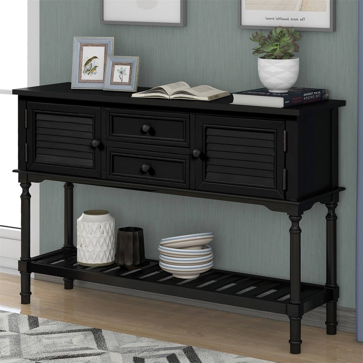 Light Green Console Table with 2 Drawers I14438