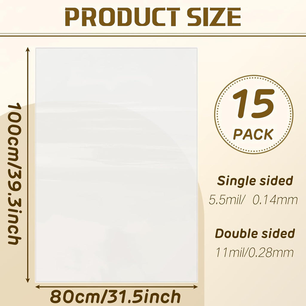 15 Pieces 39.37 x 31.5 Inch Plastic Clear Dust Collector Bags 70 Gallon Y651601