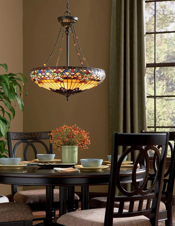 4 Light Tiffany Bowl Pendant Chandelier Z811
