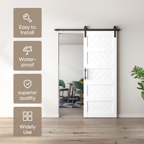Black 36" x 84" Solid Wood Barn Door with Hardware Kit Q215
