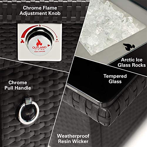 Slate Grey 36-Inch Outdoor Propane Gas Fire Pit Table with Tempered Glass Top R2906