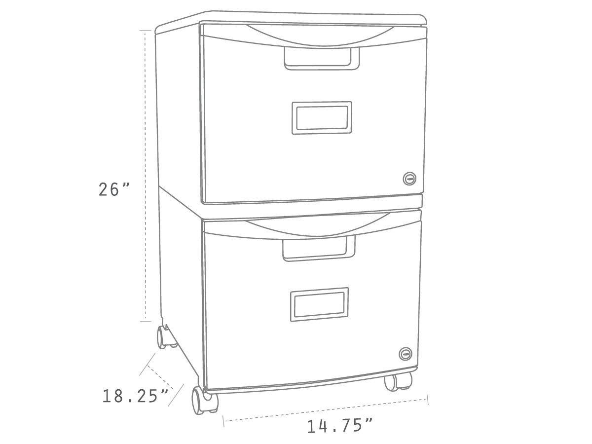 2-Drawer Mobile File Cabinet with Lock, All Black O667