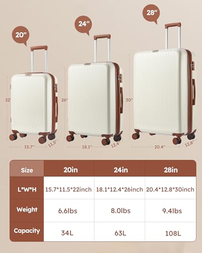 3 Piece Hardshell Expandable Luggage Set with TSA Lock M70114