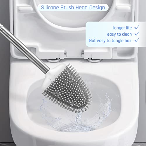 Toilet Brush and Holder Set with Silicone Bristles T598280