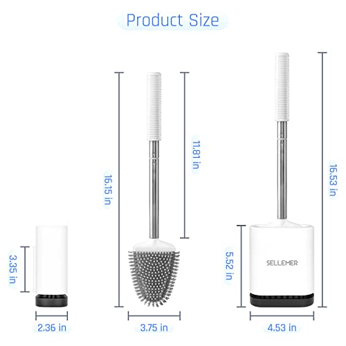 Toilet Brush and Holder Set with Silicone Bristles T598280