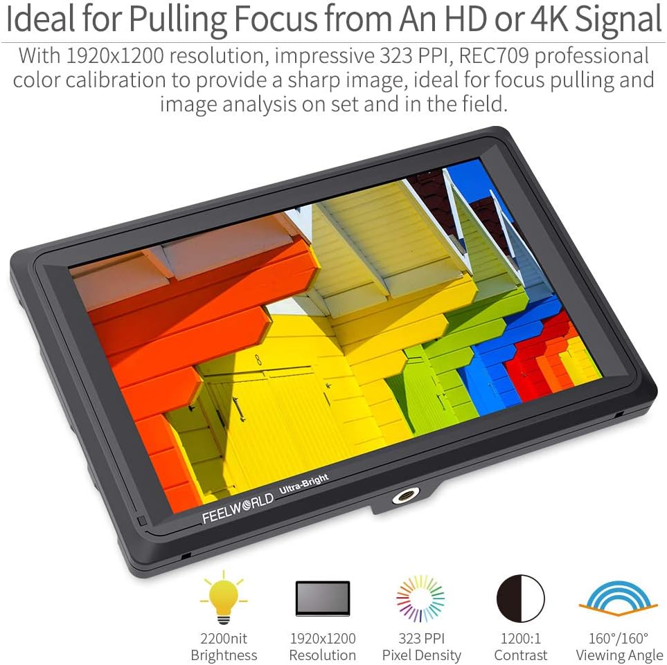 7 Inch 2200nit DSLR Camera Field Monitor Full HD 1920x1200 3G SDI 4K HDMI O487643