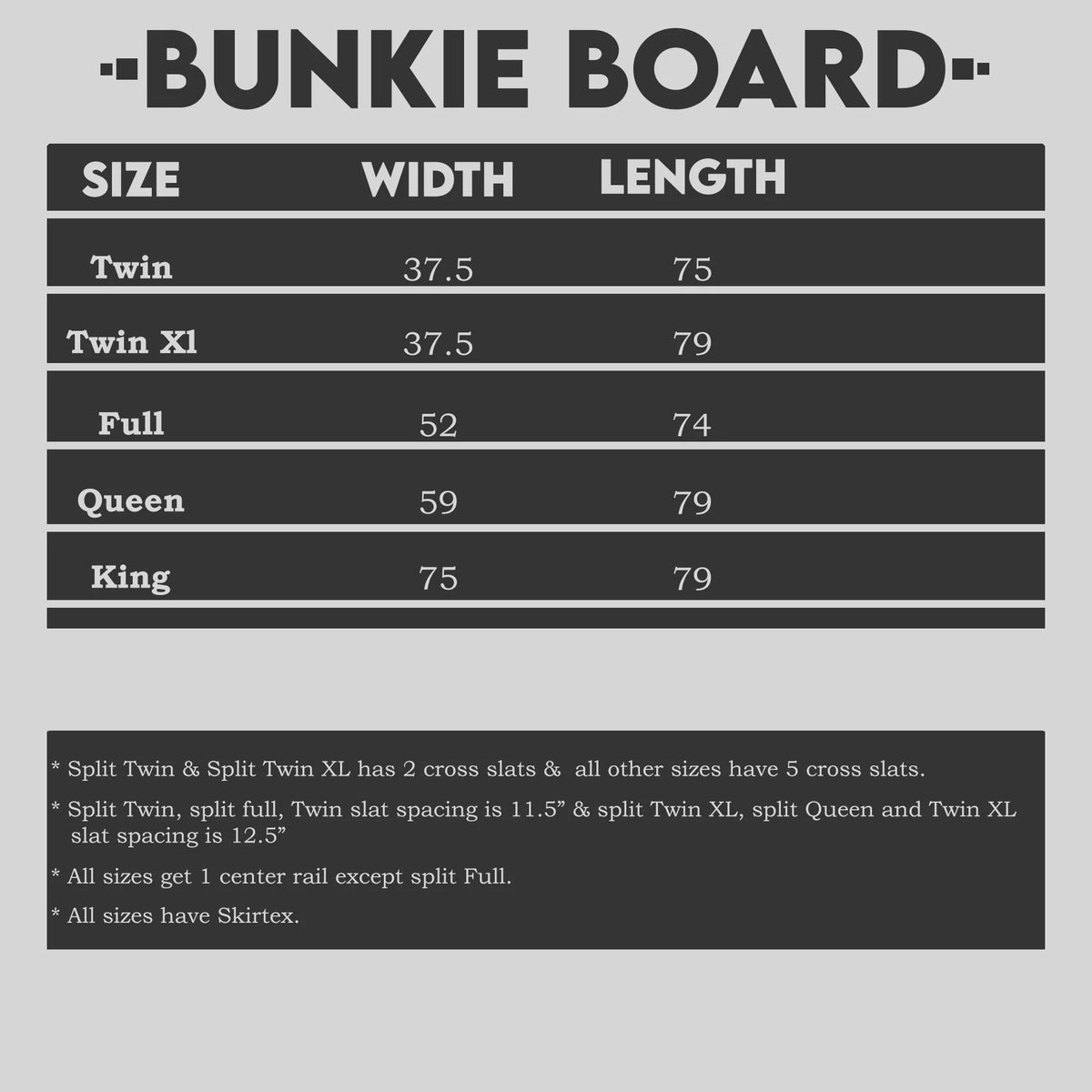 1.5 Split Wooden Bunkie Board O583