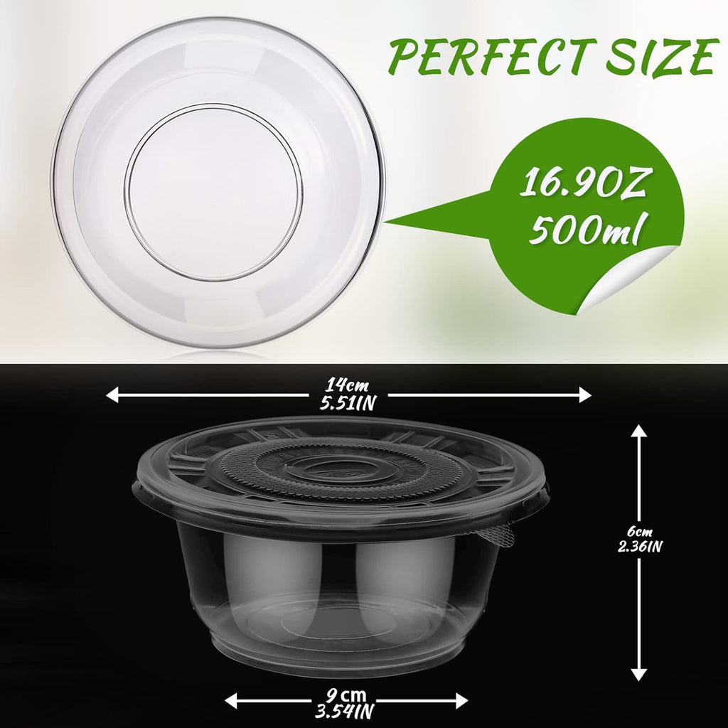 50 Pack Clear Plastic Salad Bowl With Lid Disposable 16.9oz I198613