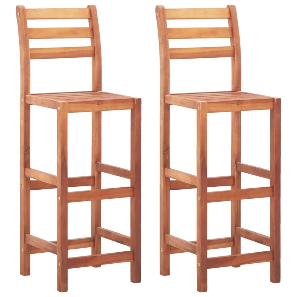 2 Pcs Solid Acacia Wood Bar Stools Z986434