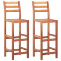 2 Pcs Solid Acacia Wood Bar Stools Z986434