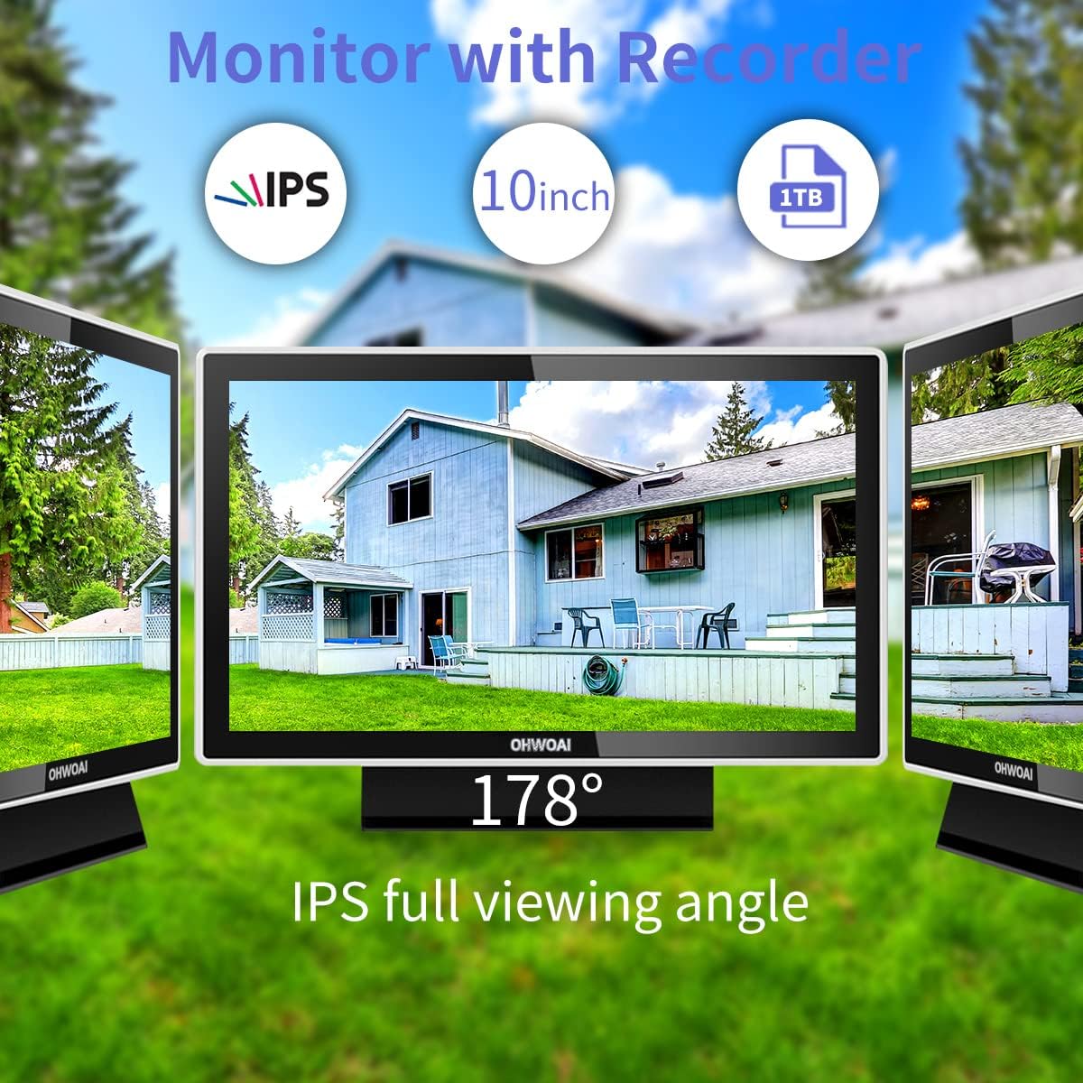 Wireless Security Camera System with 10 HD Screen, 4Pcs WiFi IP Cameras G253