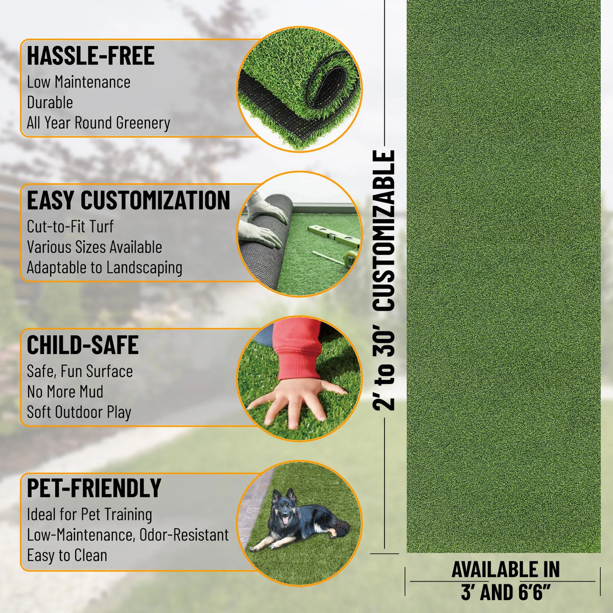 6'6" x 28' Green Artificial Turf Golf Hitting Mat L6539
