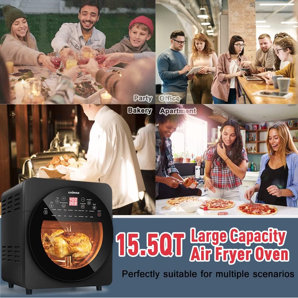15.5 Quart Air Fryer Toaster Oven with Rotisserie & Dehydrator, Black Z335191