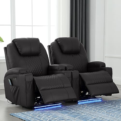 Brown PU Leather Power Recliner Chair with Heat and Massage J685510