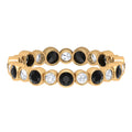1 CT Black Onyx and Diamond Eternity Band Ring, 18K Yellow Gold, US 7.00 O89927