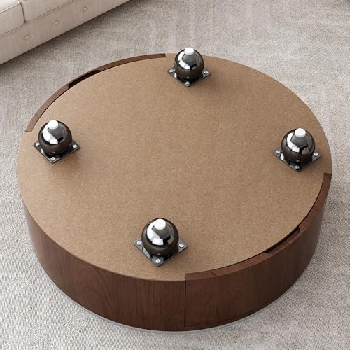 Round Faux Marble Coffee Table with Hidden Storage F161