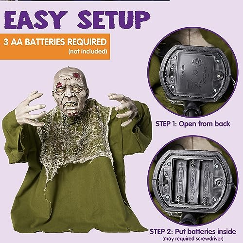 Animated Zombie Groundbreaker Halloween Decoration with Movable Arms I317