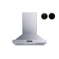 Stainless Steel Island Mount Range Hood with Baffle Filters and Carbon Filters R11336
