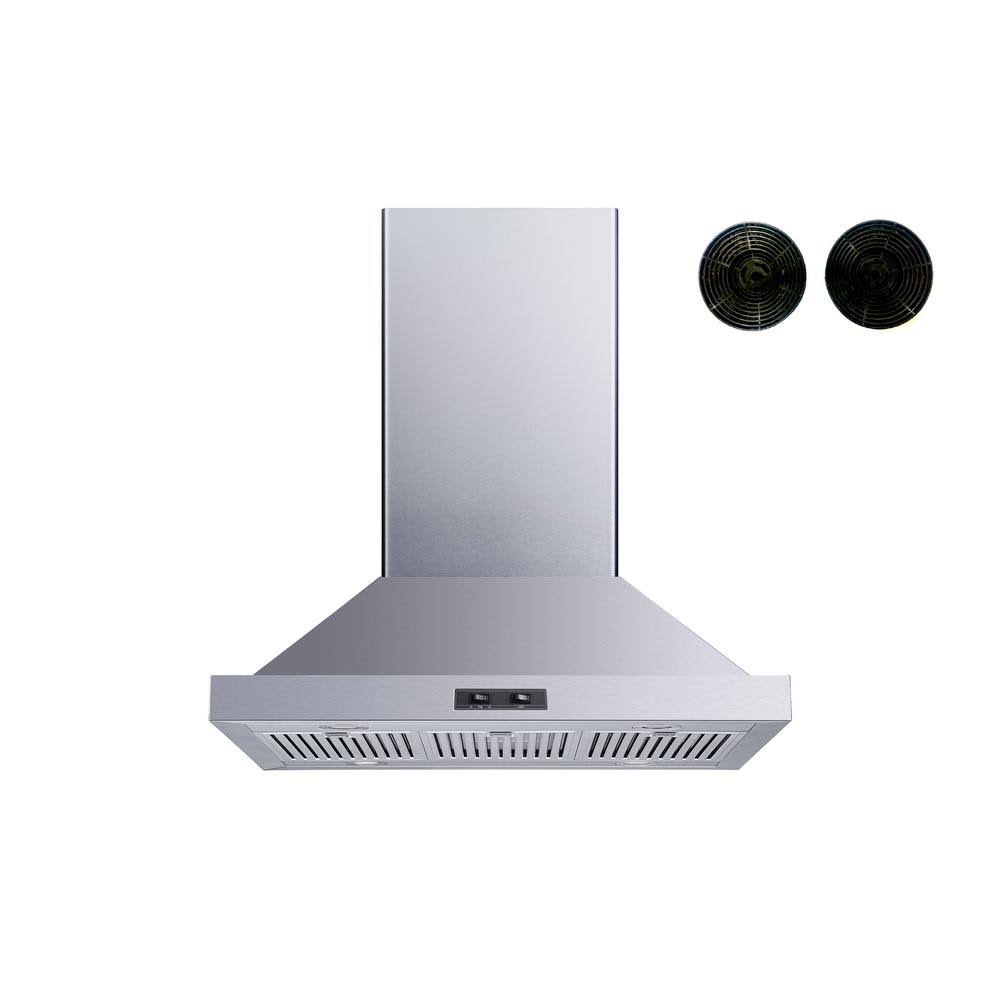 Stainless Steel Island Mount Range Hood with Baffle Filters and Carbon Filters R11336