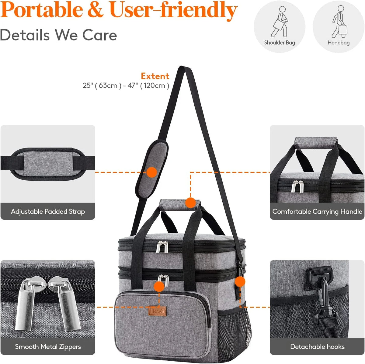 Grey Insulated Lunch Bag 21L X261