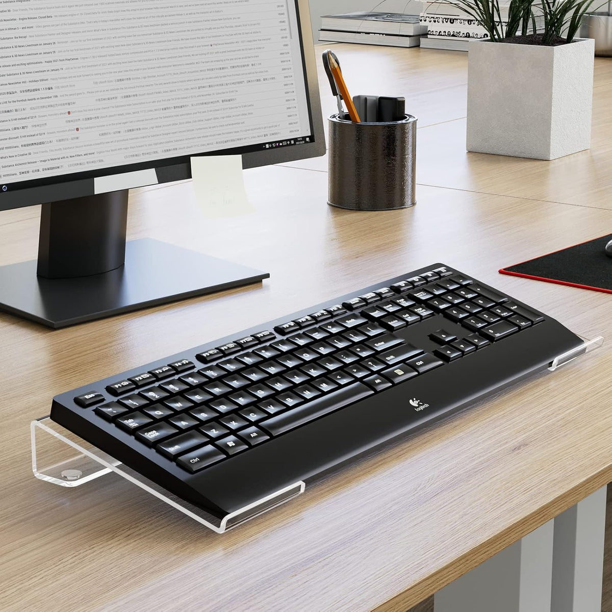 Clear Acrylic Adjustable Keyboard Stand W8356