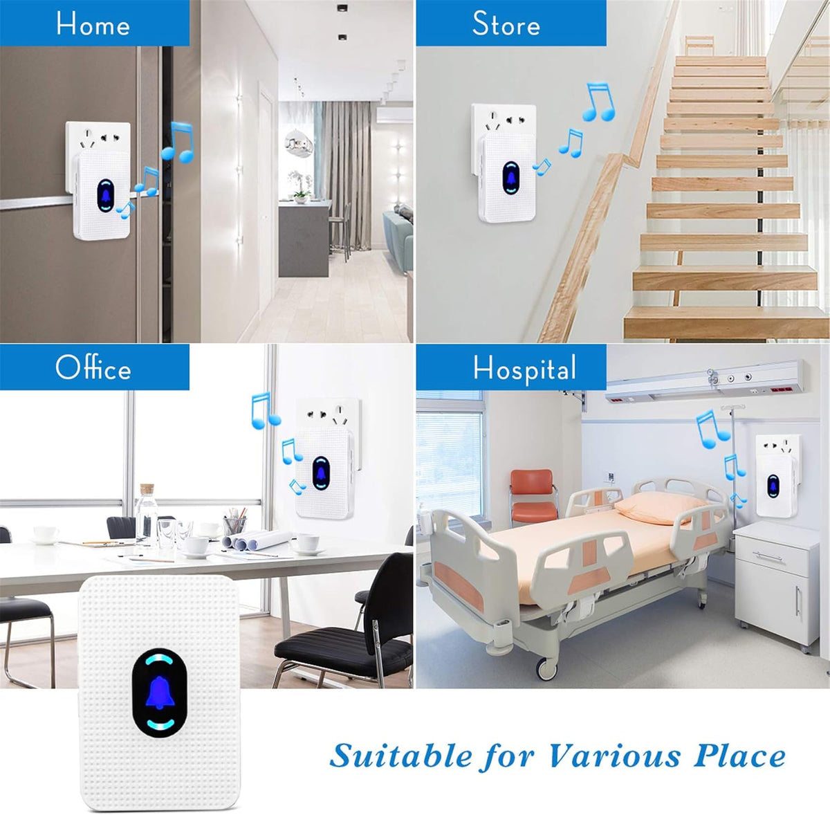 Elderly Call Button with 2 Receivers & 1 Waterproof Transmitters & 1 Doorbell T259893