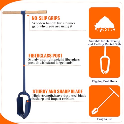 6"x 46" Adjustable Industrial Hand Auger Post Hole Digger with Non-Slip Hardwood T Handle W226682