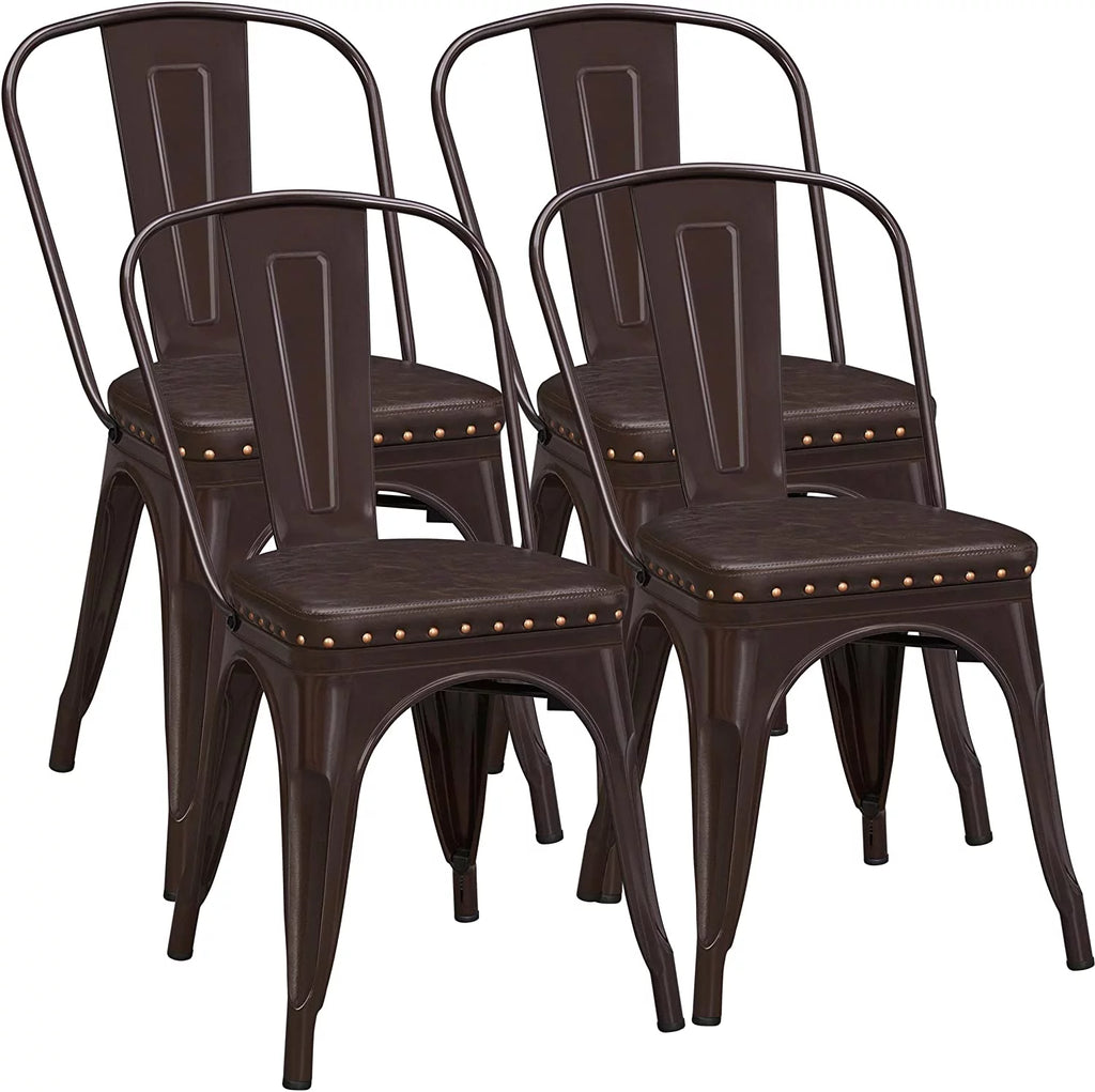 Black Metal Dining Chairs with PU Leather Seat Q417
