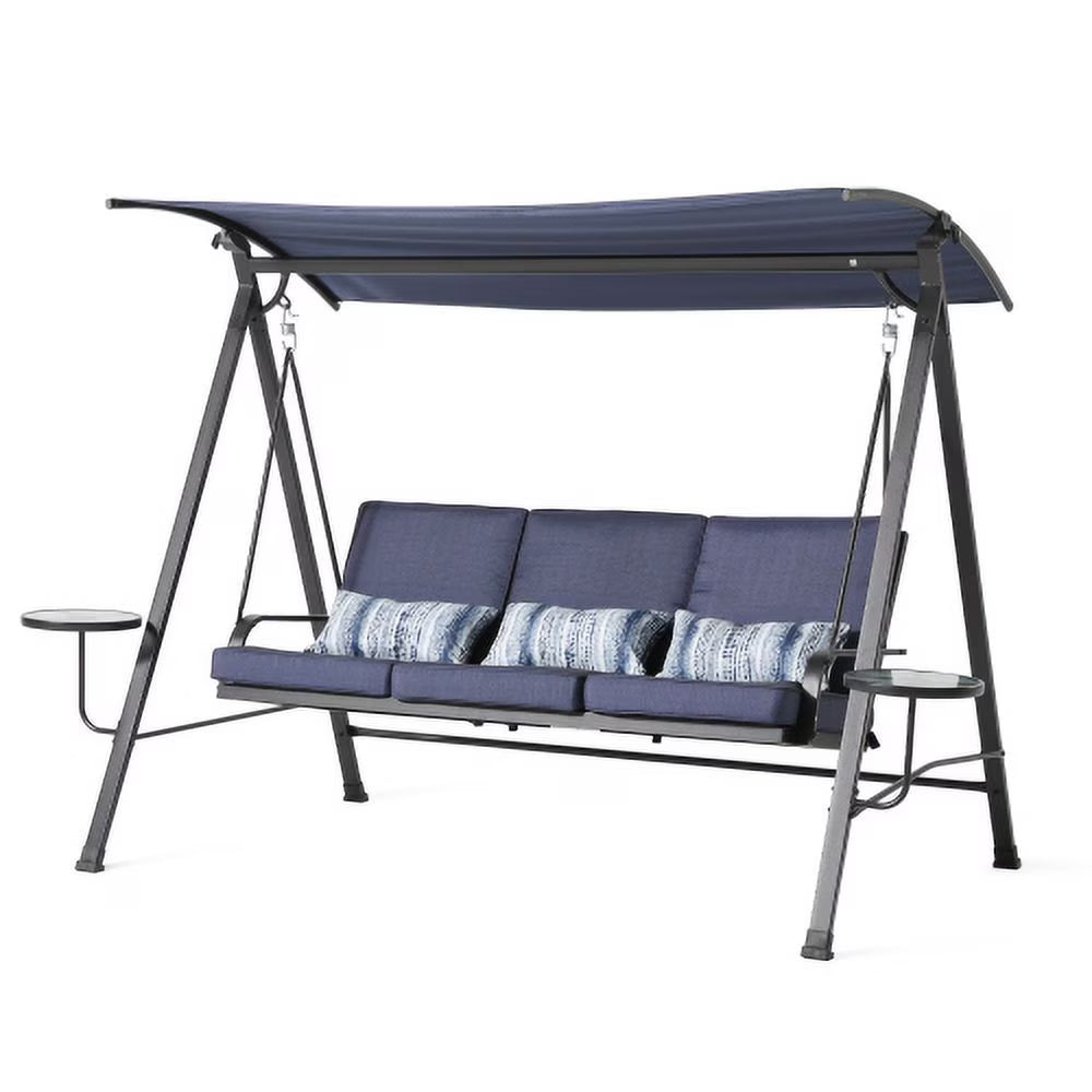 Blue 3-seater Porch Swing with Canopy P358439