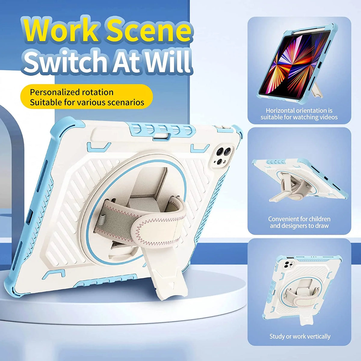 Heavy Duty Protective Cover with Rotating Hand Strap & Stand for Xiaomi Mi Pad 5 Pro 12.4 inch Q999252