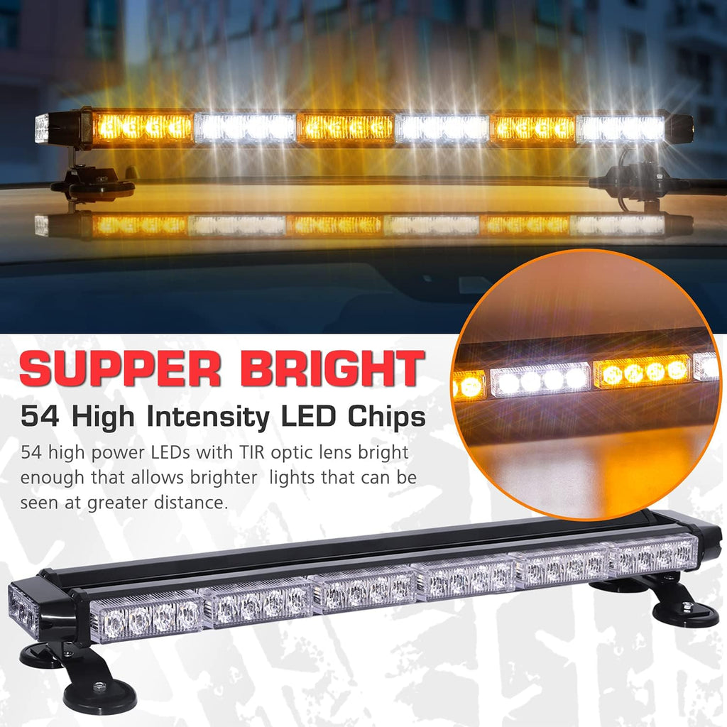 LED Strobe Light Bar 28.5'' 54 LED Emergency Warning Lightbar with Strong Magnetic and 16ft Cable Z985