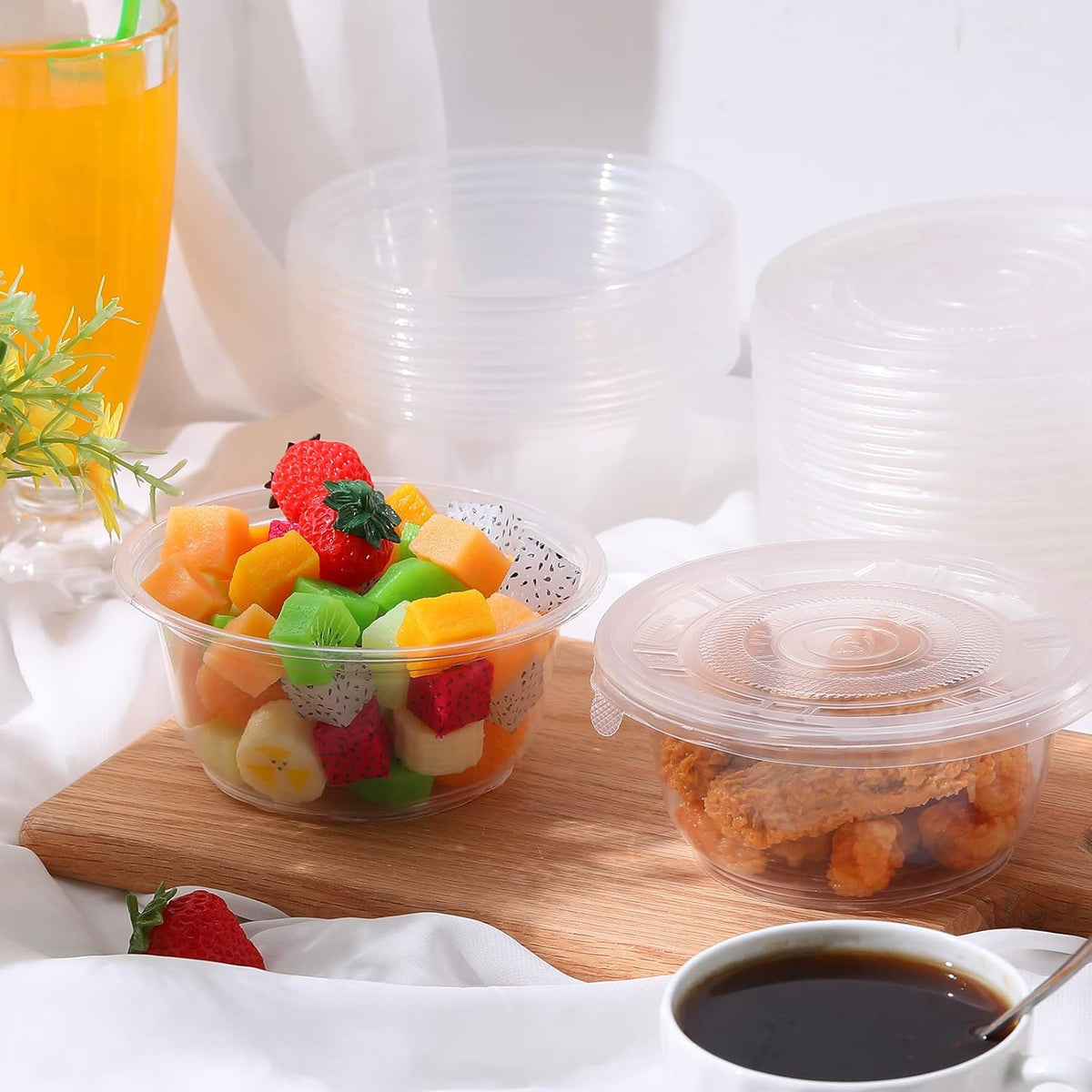 50 Pack Clear Plastic Salad Bowl With Lid Disposable 16.9oz I198613