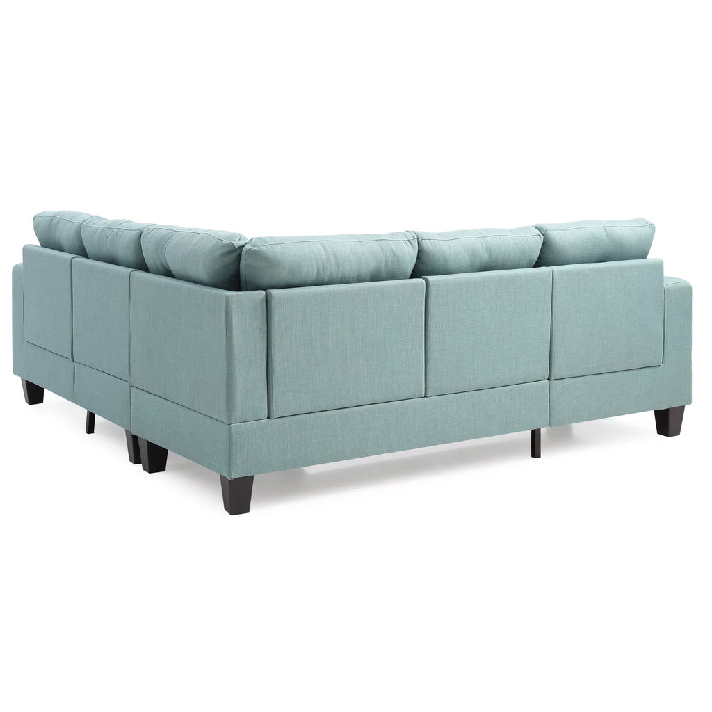 Teal Twill Fabric Sectional O548