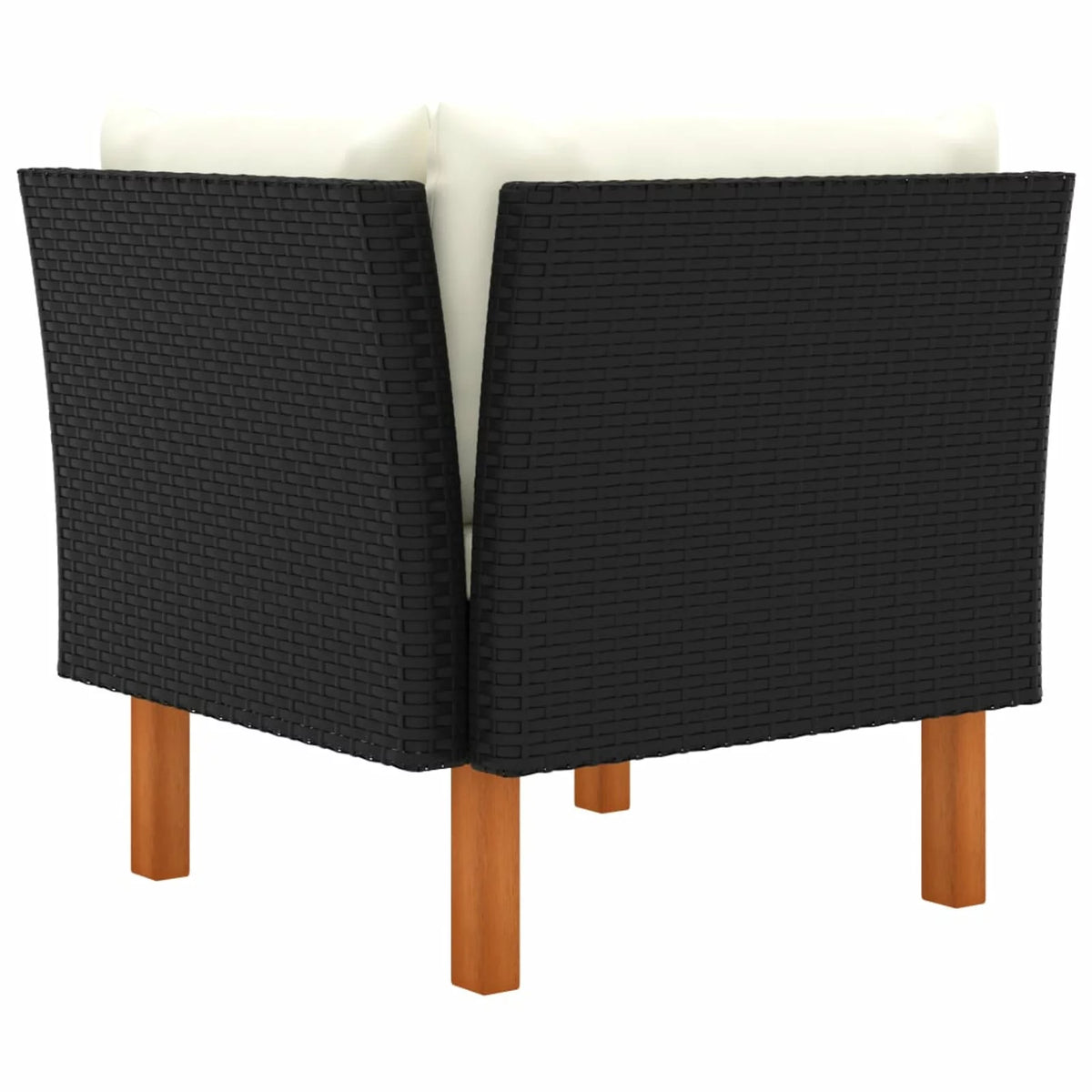 Cream White Black Poly Rattan Eucalyptus Wood Corner Sofa F315599