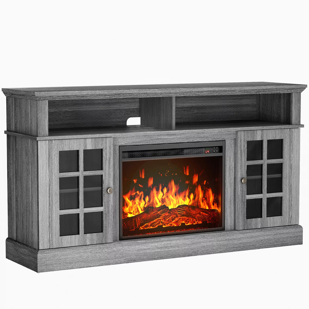 Electric Fireplace TV Stand with Adjustable Shelves Q351