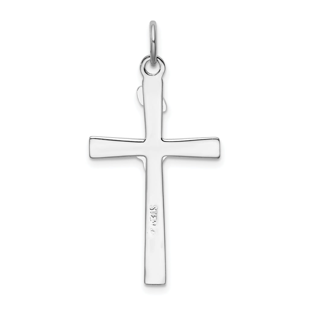18K Gold Rhodium-Plated Sterling Silver Crucifix Charm Pendant with Sterling Silver Cable Chain Necklace 18'' W38092