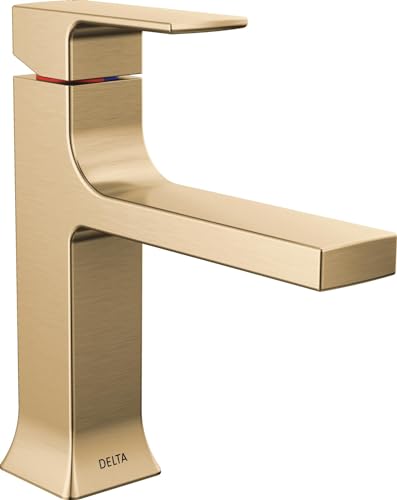 Brushed Gold Single Hole Bathroom Faucet with Push-Pop Drain B712925