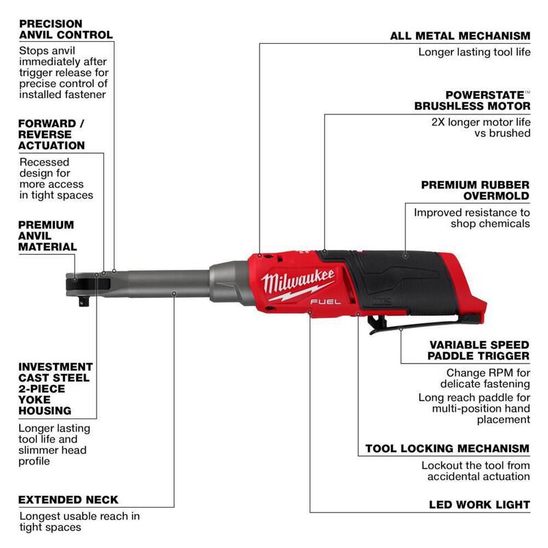 12V Lithium-Ion Brushless Cordless 1/4 in. Extended Reach Ratchet with 2.5 Ah Battery Pack E99636