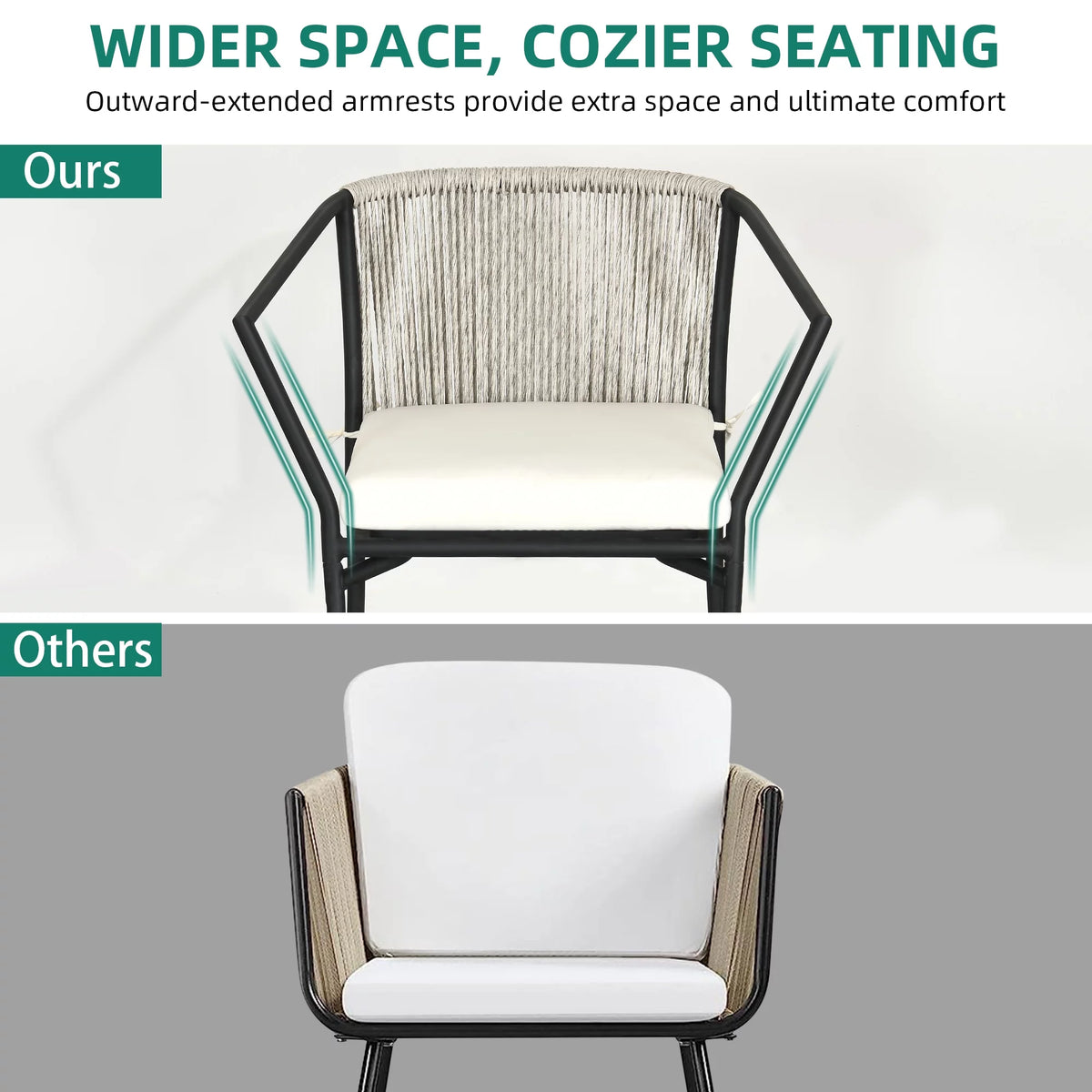 3-Piece Outdoor Wicker Bistro Set with Cushions L2279