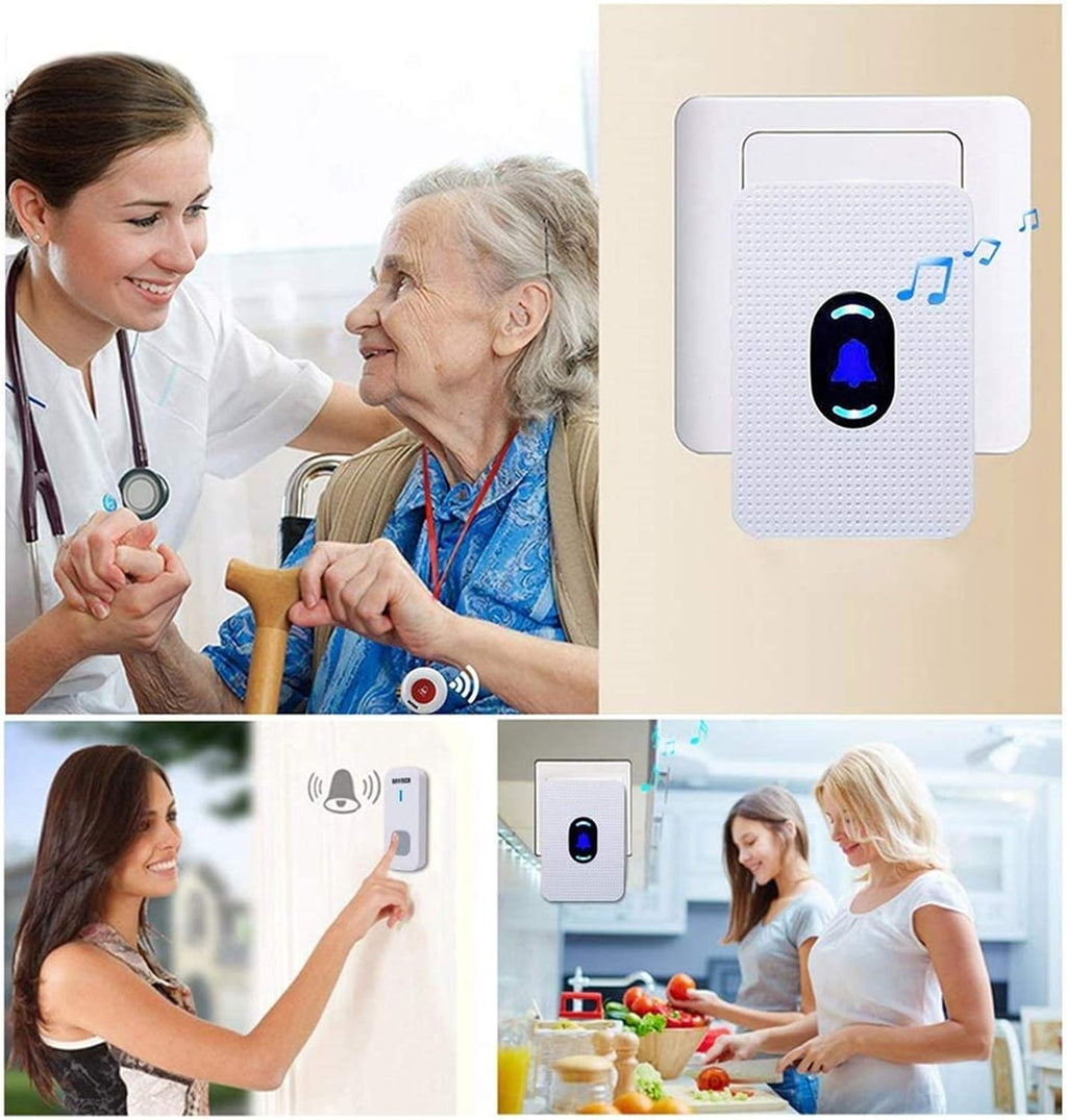 Elderly Call Button with 2 Receivers & 1 Waterproof Transmitters & 1 Doorbell T259893