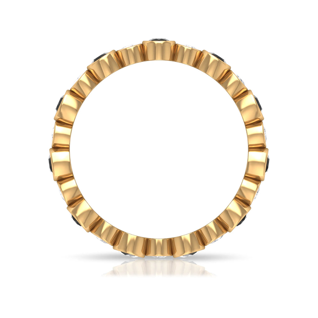 1 CT Black Onyx and Diamond Eternity Band Ring, 18K Yellow Gold, US 7.00 O89927